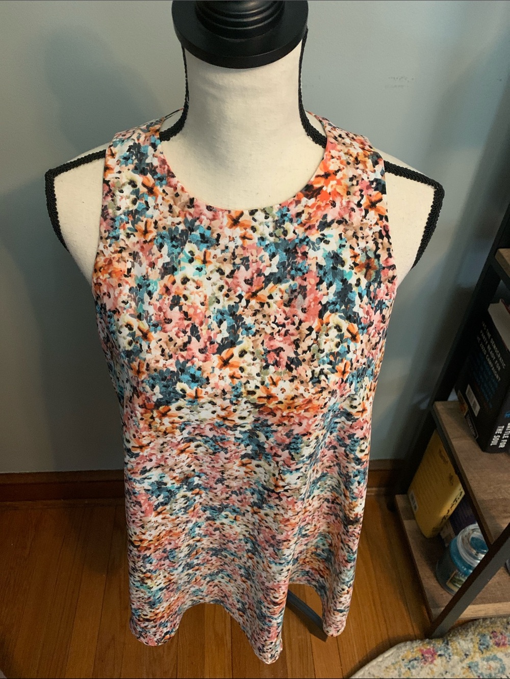 Beacon Multicolor Floral Shift Dress - Pink, Blue, Orange - Picture 3 of 8